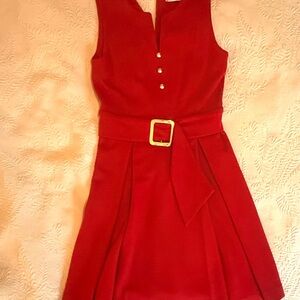 Chic Scarlet Mini Dress with Belt. From Bergdorf Goodman. It has one small hole